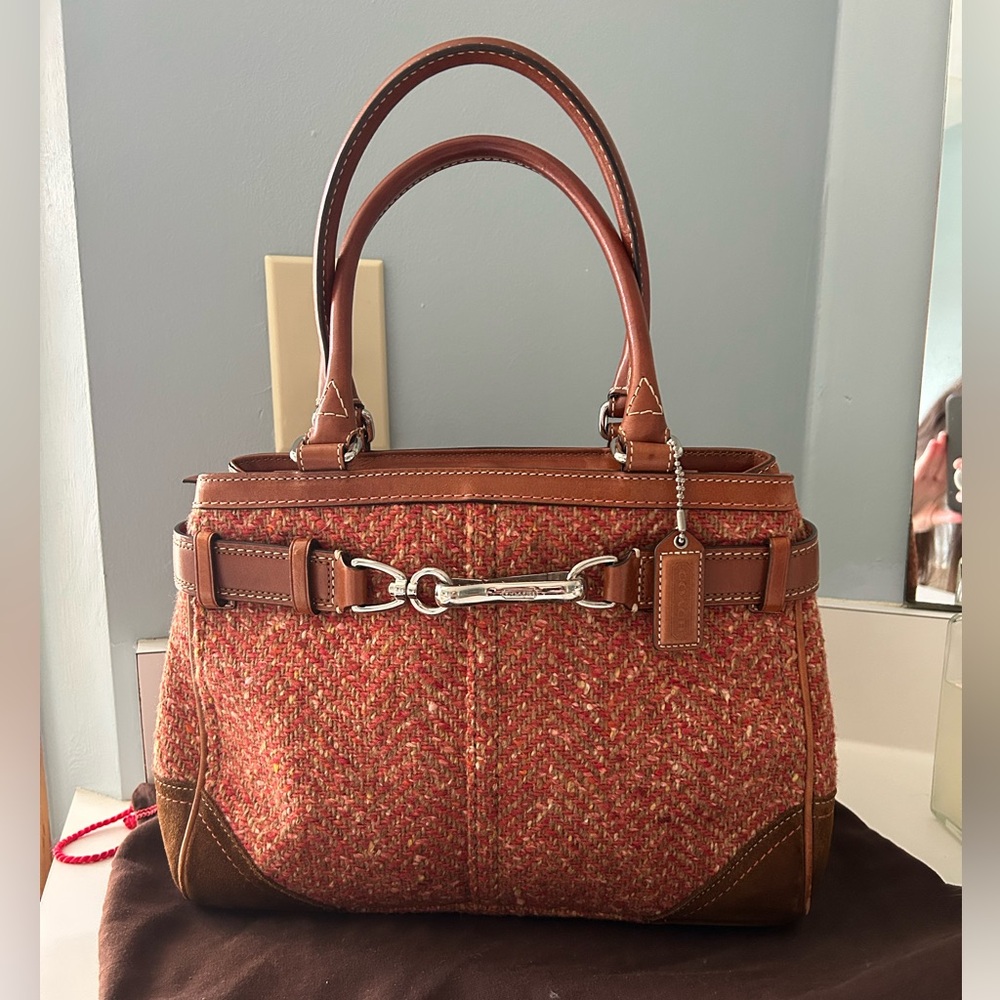 Coach Hamptons Tweed Satchel Bag
